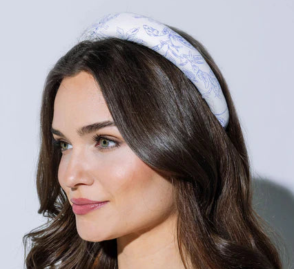 Chinoiserie Padded Headband Blue