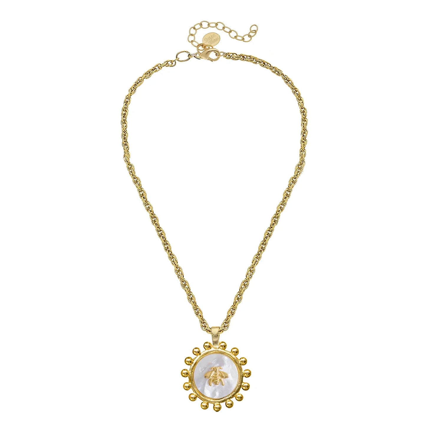 Mother Of Pearl Bee Pendant On Chain Necklace*