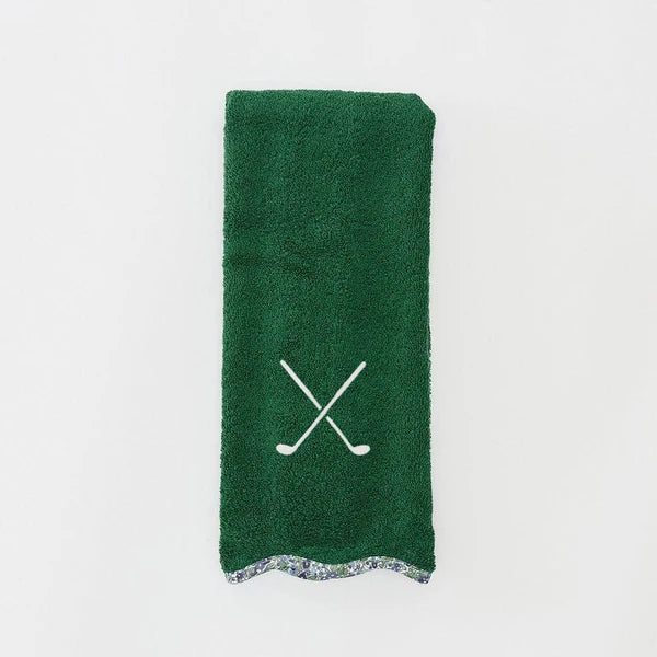 Scalloped Golf Towel | Green Terry Clubs