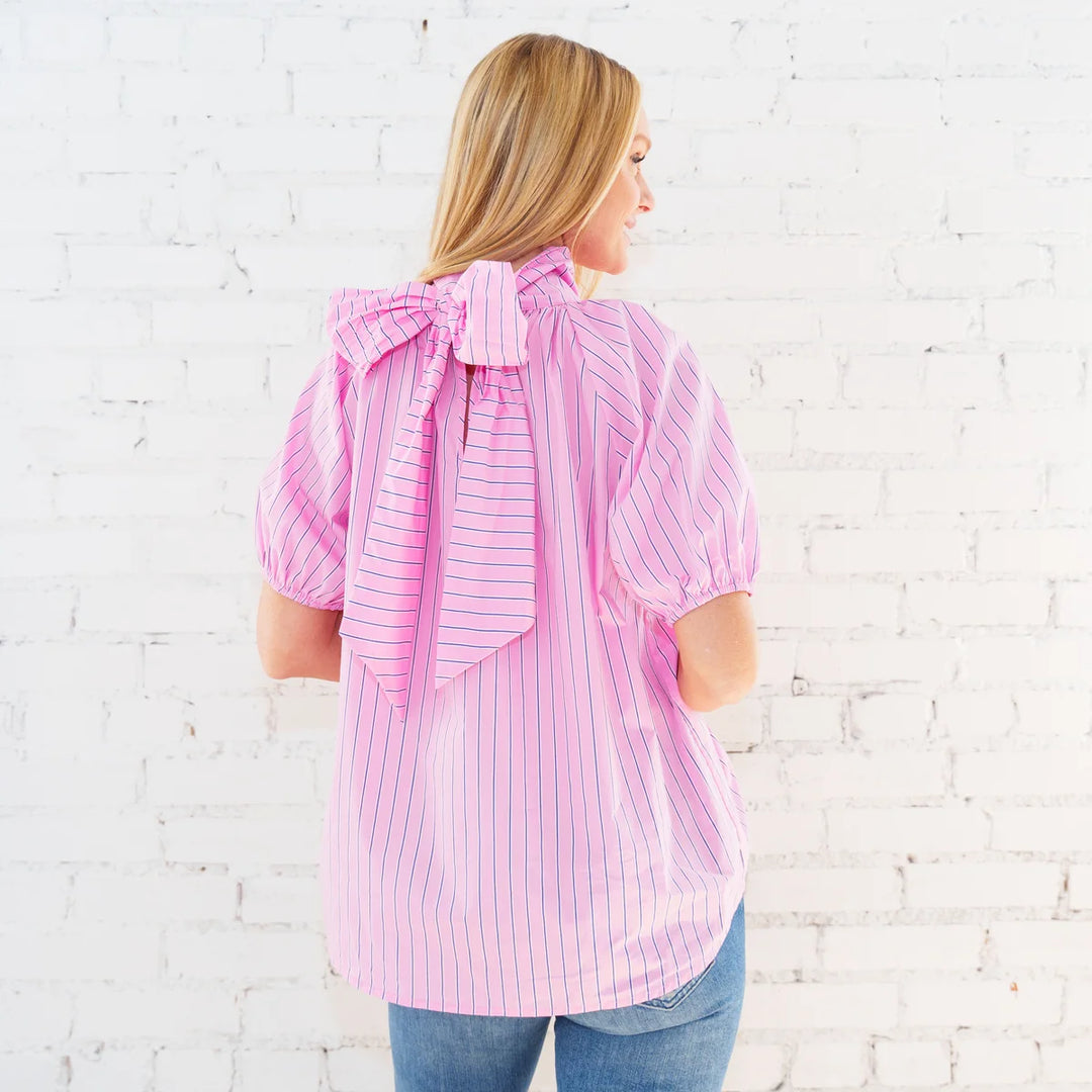 Ryan Bow Top Pink Stripe
