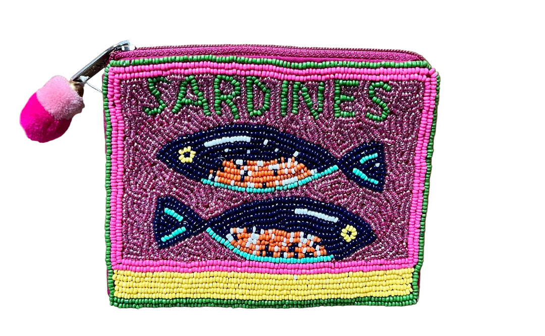 La Chic Sardines Beaded Coin Pouch