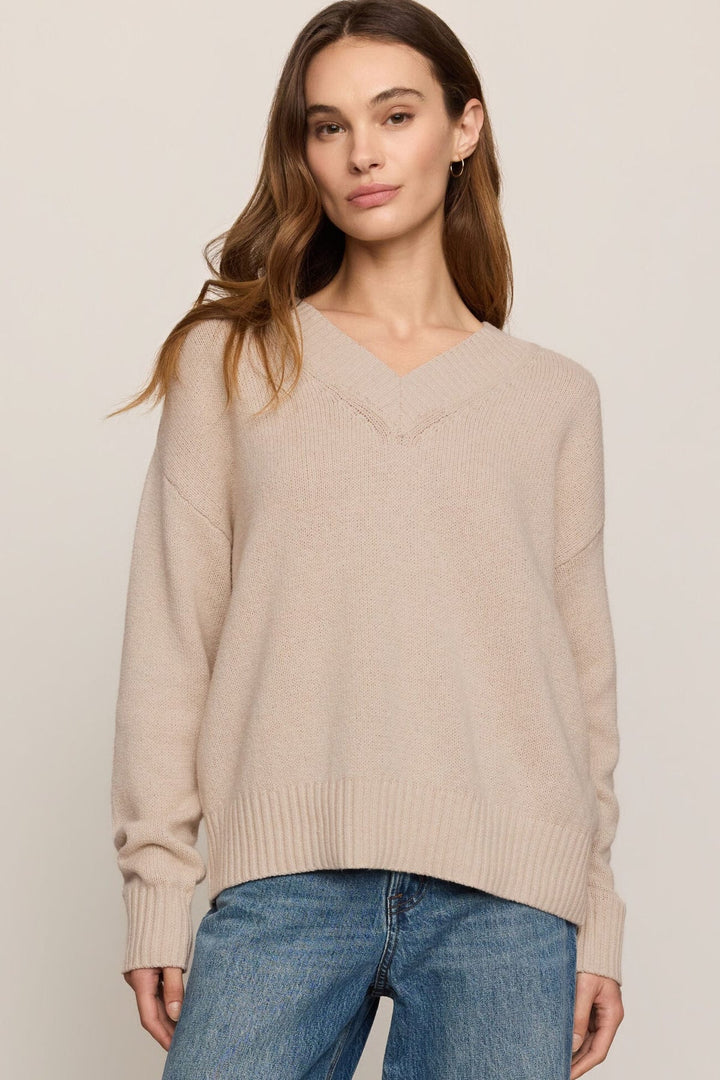 Z-Supply Cloud Spun V-Neck Sweater Frosted Pearl