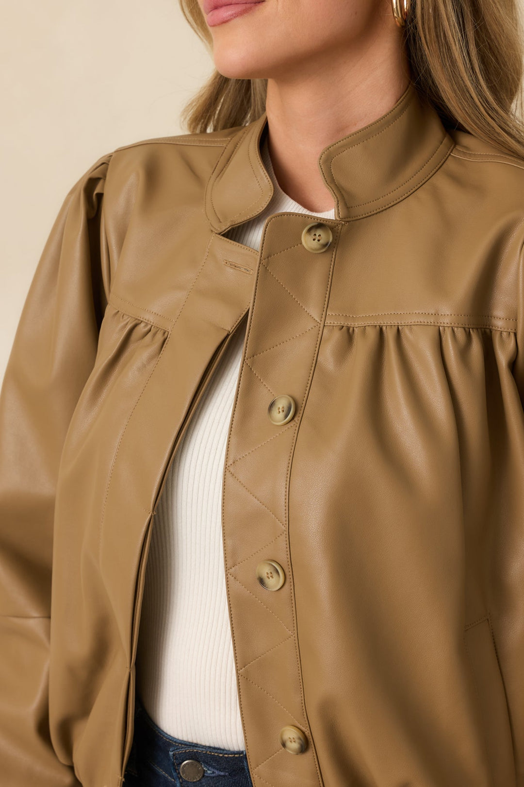 Ashland Vegan Leather Jacket | Caramel
