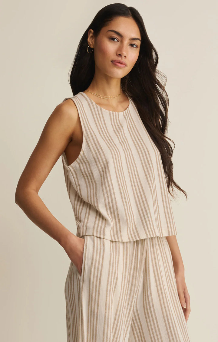Sloane Knit Striped Top Cloud