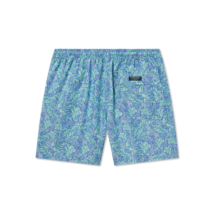 Harbor Swim Trunk - Hibiscus: Antigua Blue Tropical