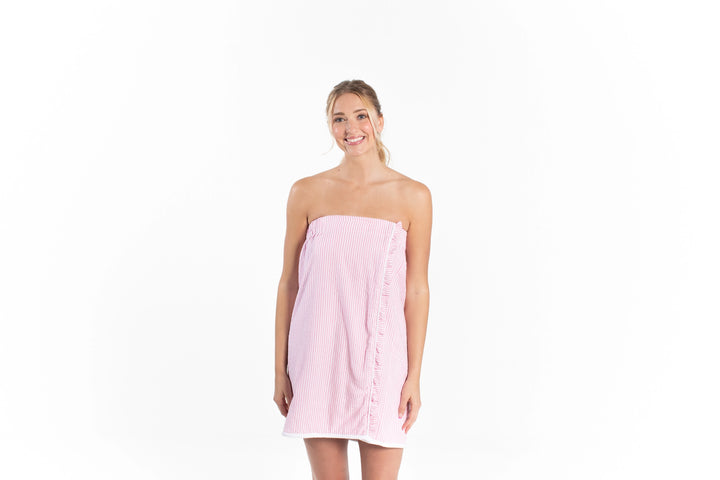 Pink Stripe Seersucker Spa Wrap