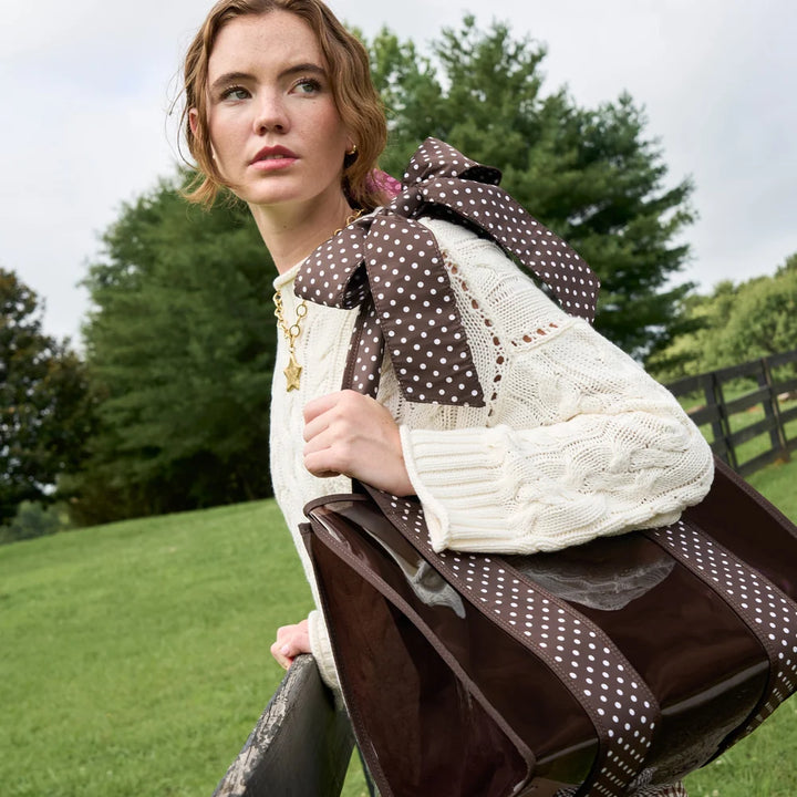 Jelly Tote with Phone Pouch | Espresso Dot Bow