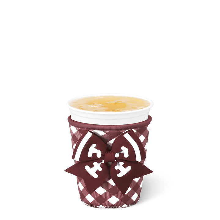 Gameday Gingham Maroon Iced Cup Coolie (Sm)
