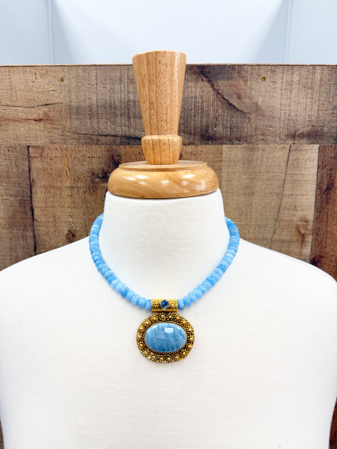 Gemstone Pendant on Rondelle Necklace