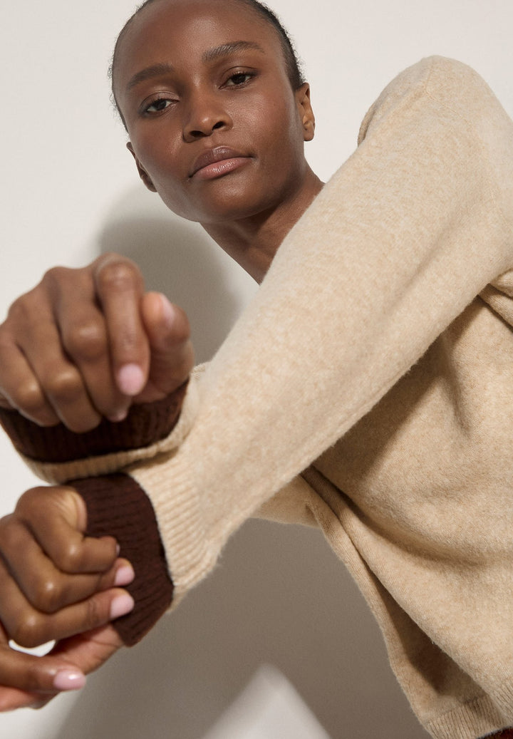 Contrast Color Layered Oversize Jumper | Stone
