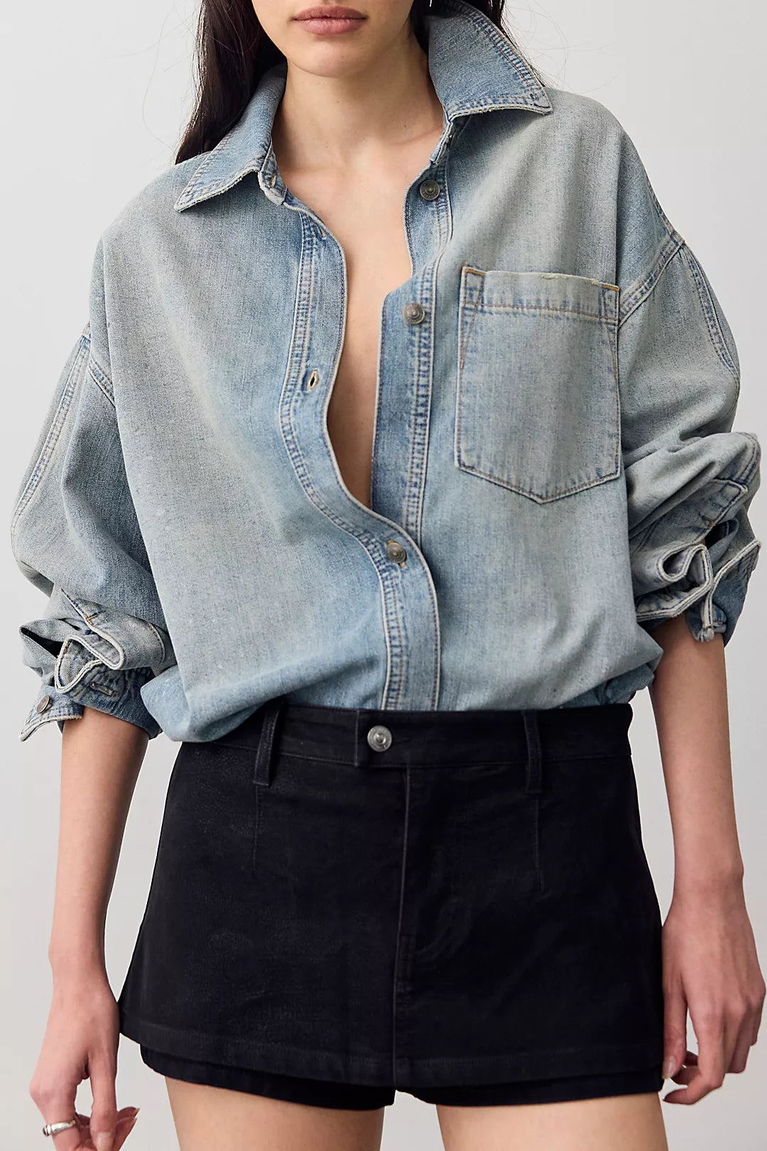 Gallivanting Suede Skort in Black