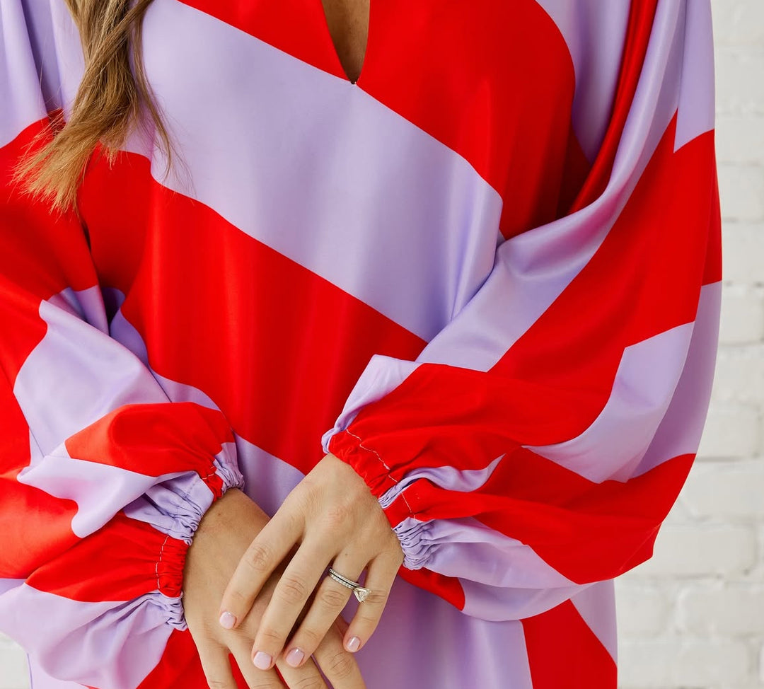 Coco Caftan- Lavender/Red