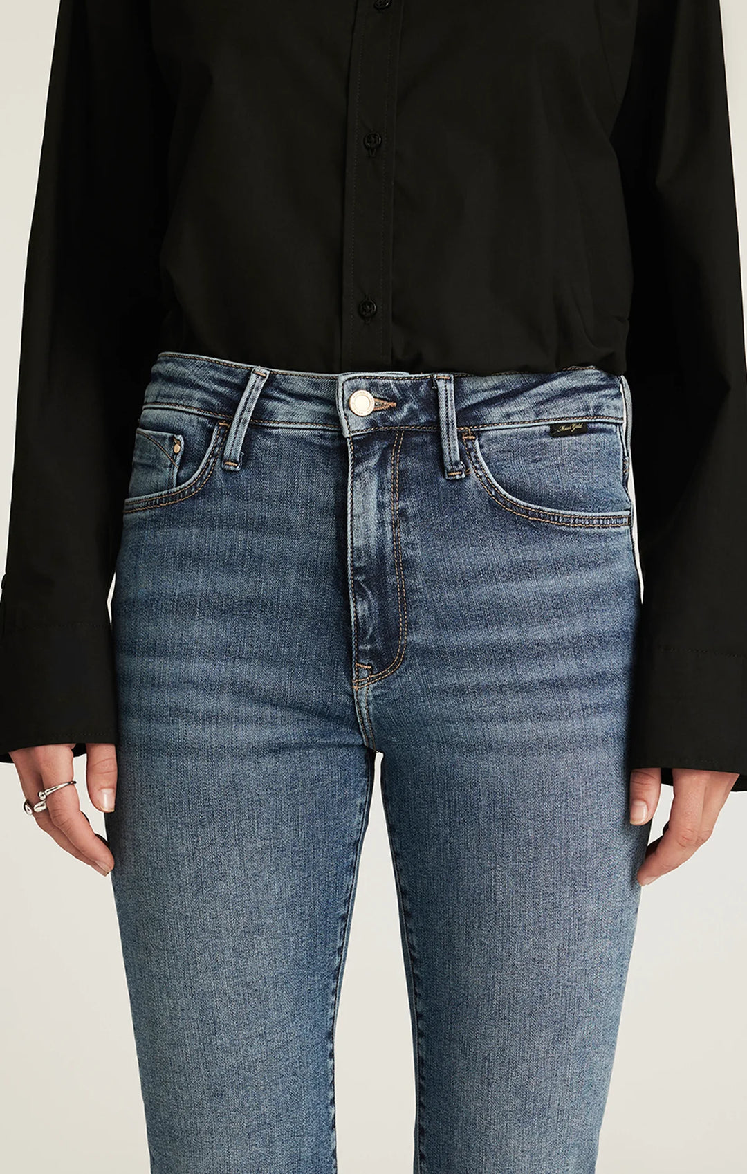 Kendra Mid Brushed Gold Premium Denim