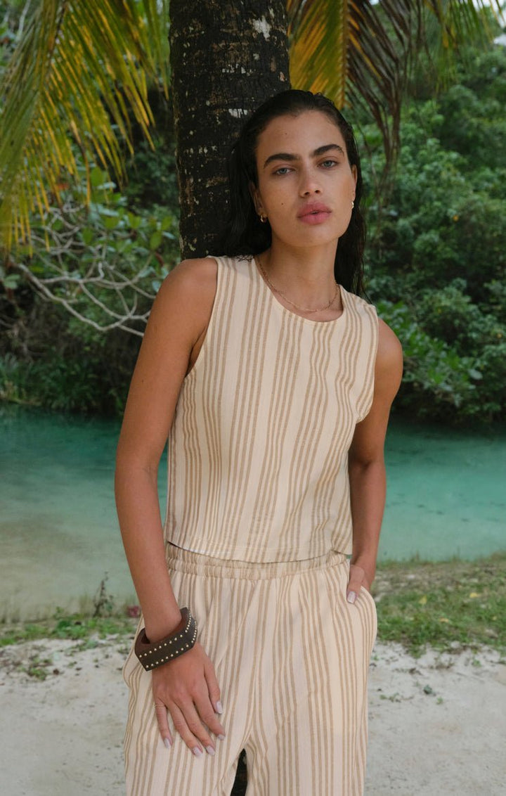 Sloane Knit Striped Top Cloud