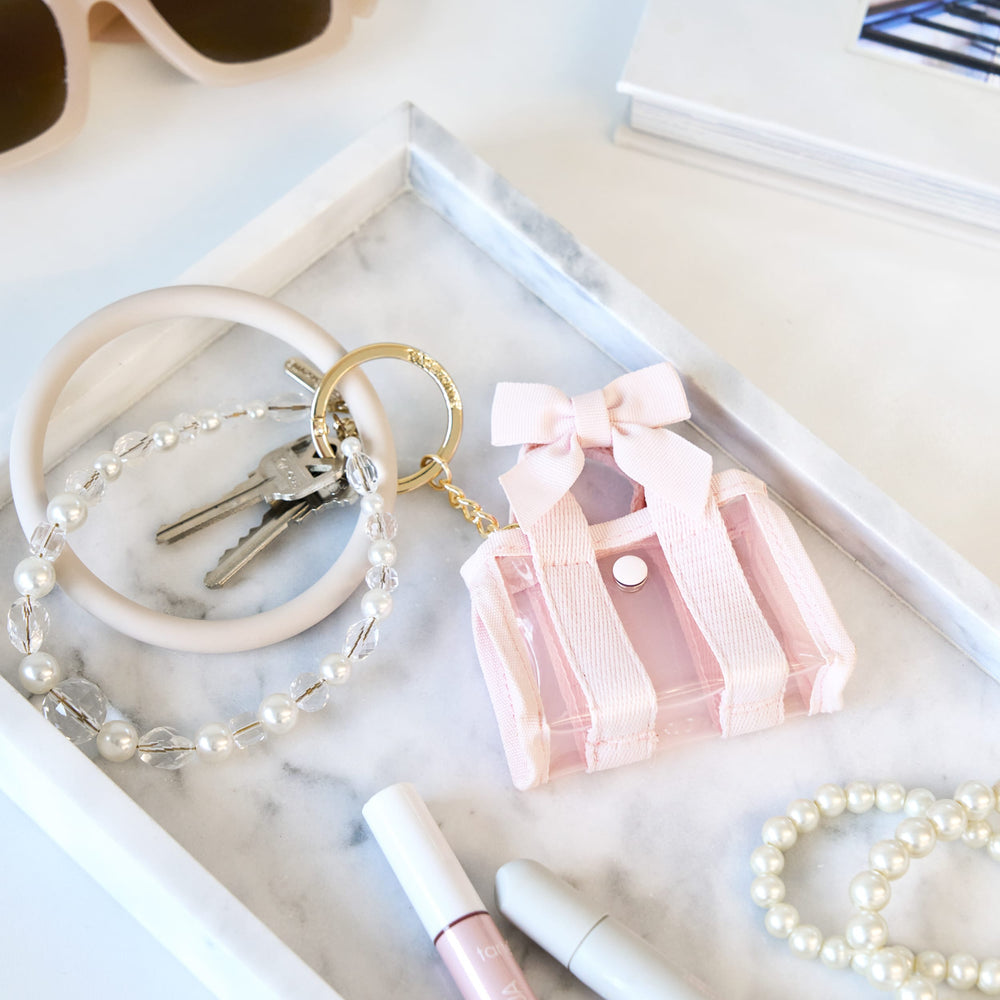 Jelly Tote Key Chain | Ballet Pink Bow