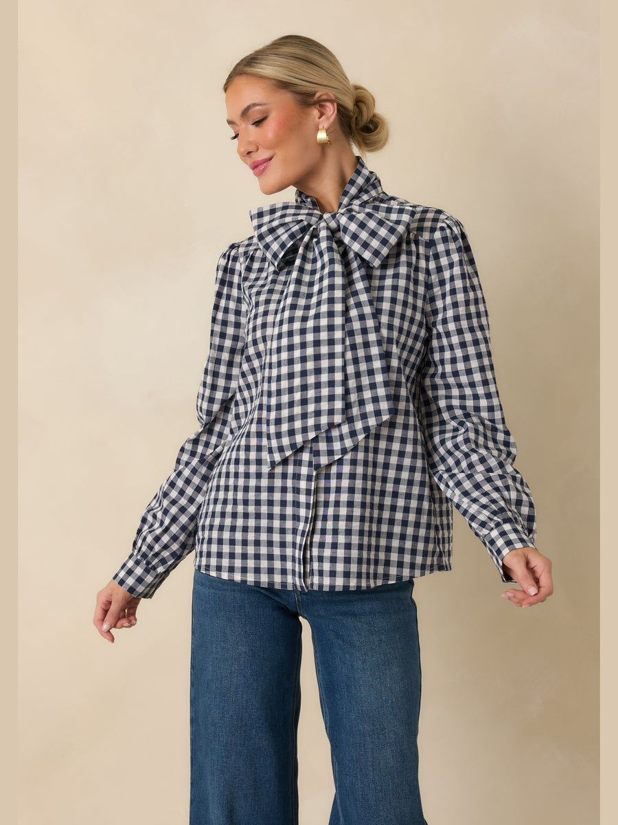 Prosperina Parker Blouse | Navy Check