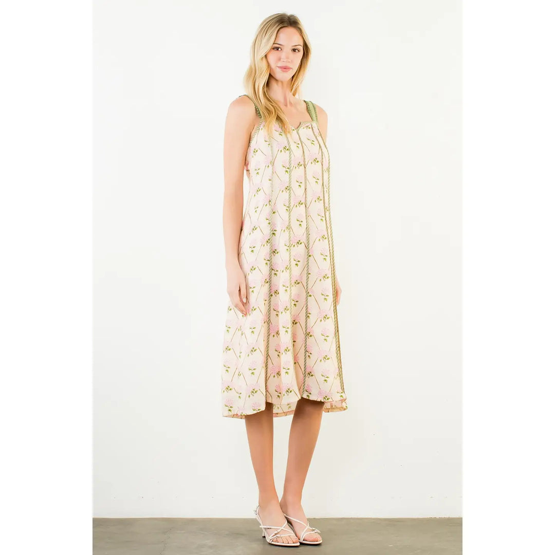 Thin Strap Floral Pattern Dress