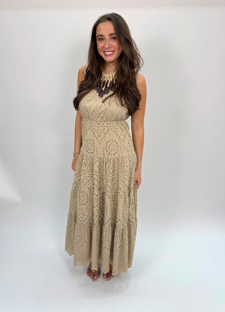 Strapless Eyelet Tiered Dress