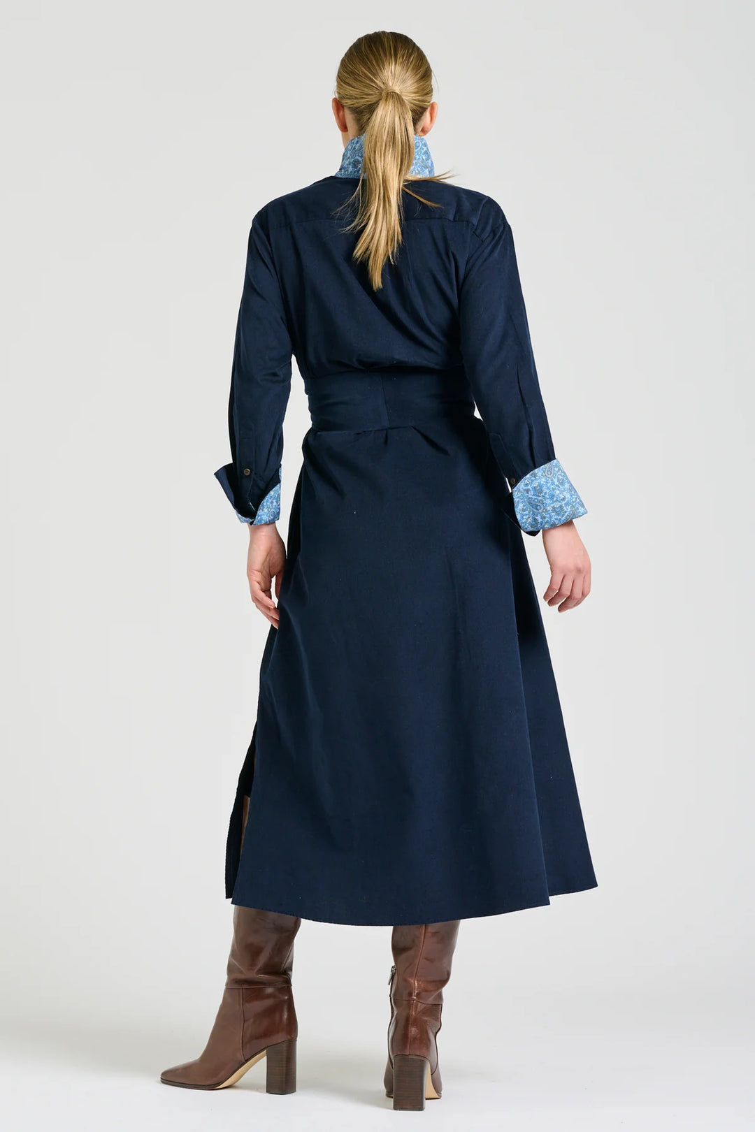 Amelie Long Line Shirt Dress | French Navy Pincord