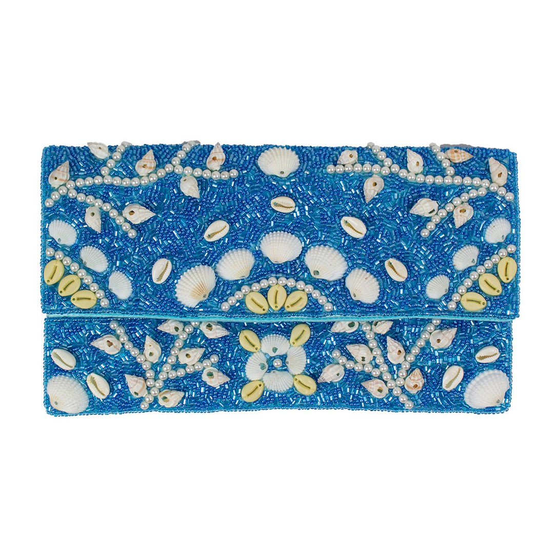 La Chic Designs Blue Seashell Clutch