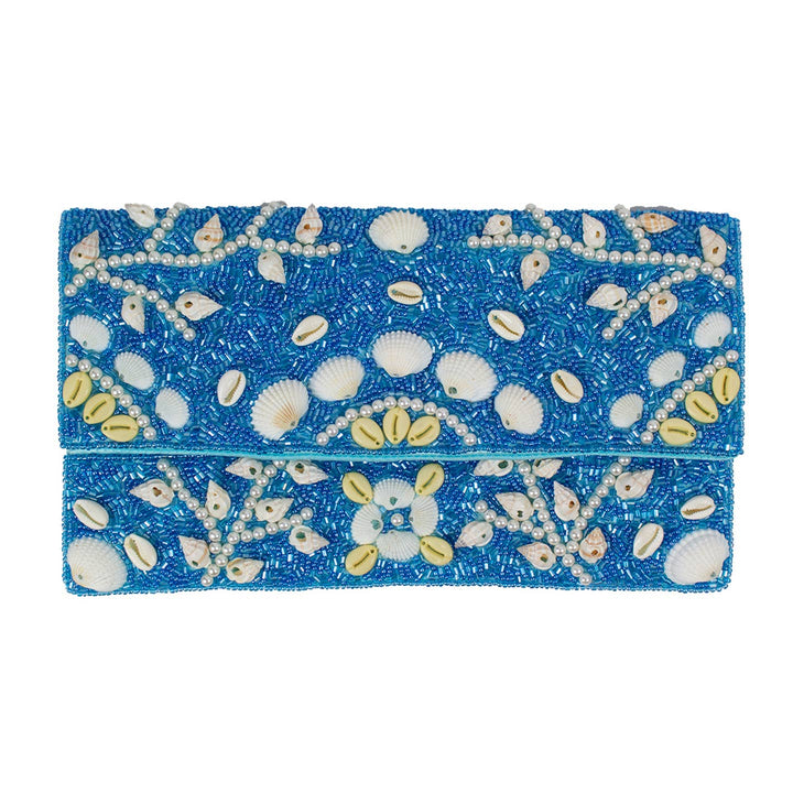 La Chic Designs Blue Seashell Clutch