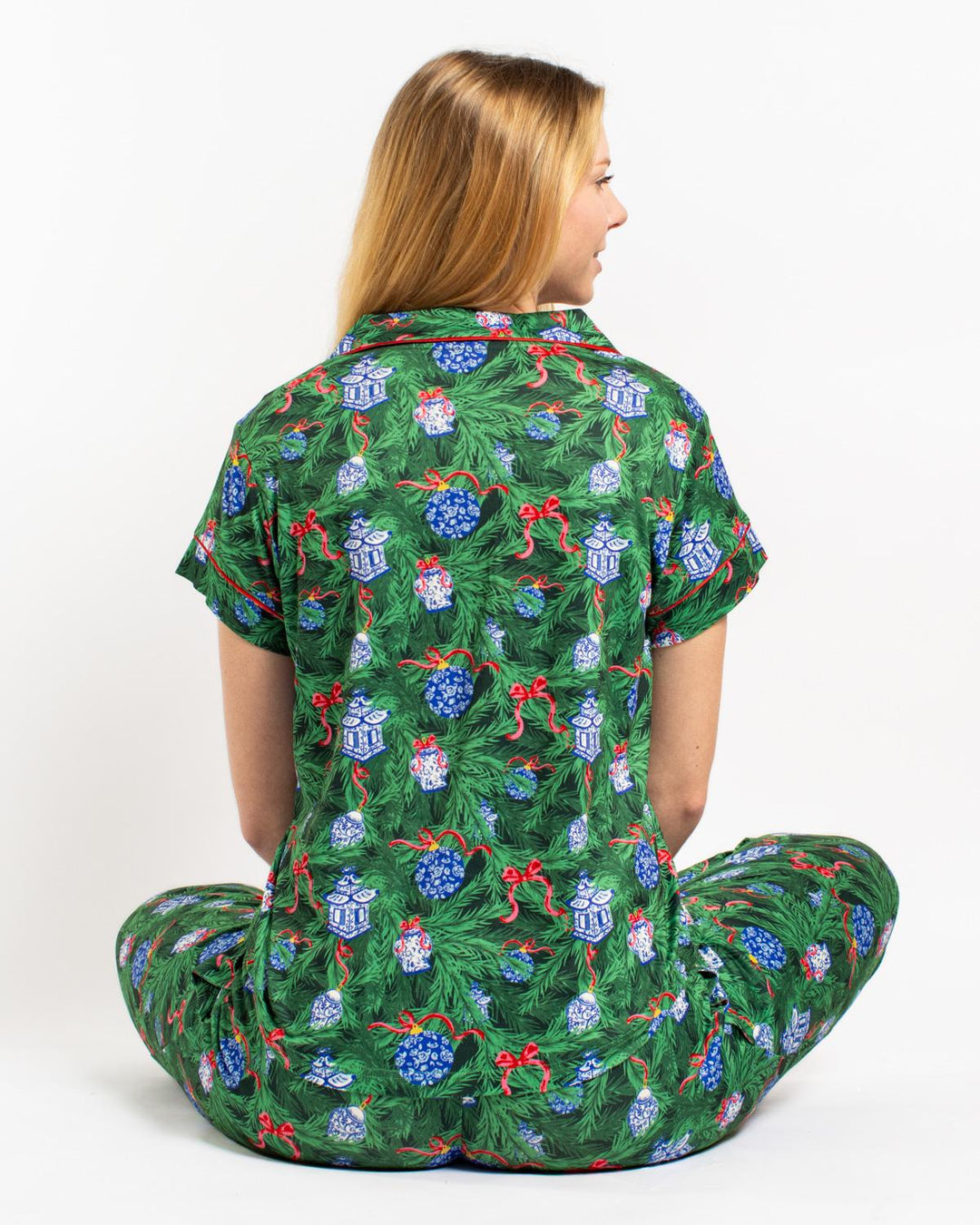 Spruce It Up Short Sleeve Button Up Sleep Shirt | Green &amp; Multi