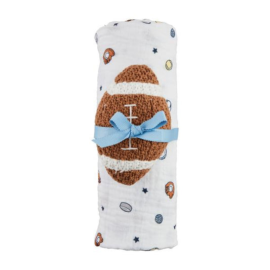 Sports Swaddle and Football Rattle