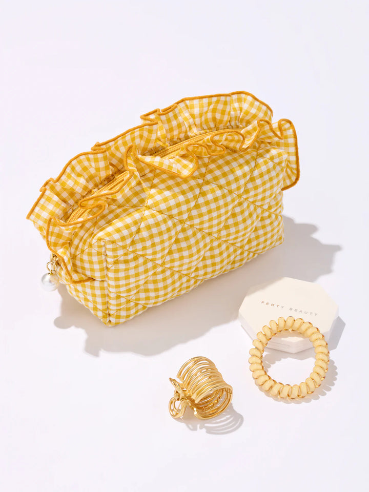 Yellow Fancy Small Zip Pouch