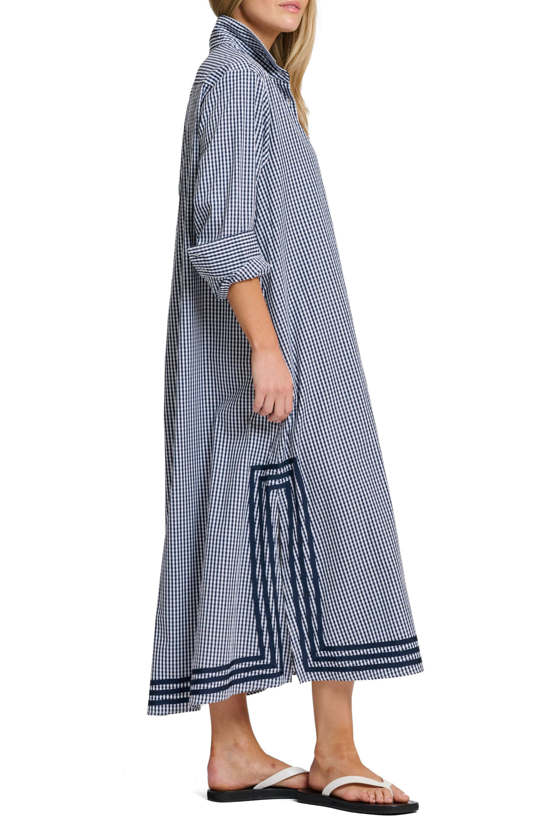 Pippa Longline Shirt Dress | Navy Gingham
