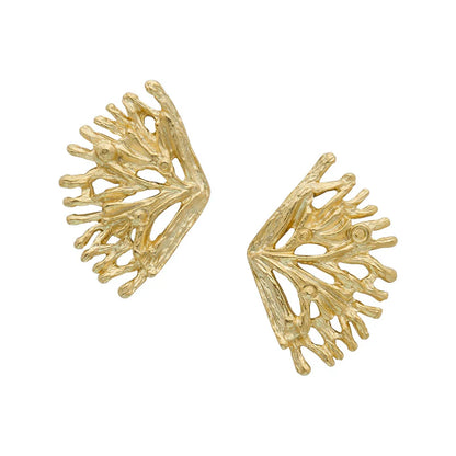 Gold Coral Branch Stud Earrings *