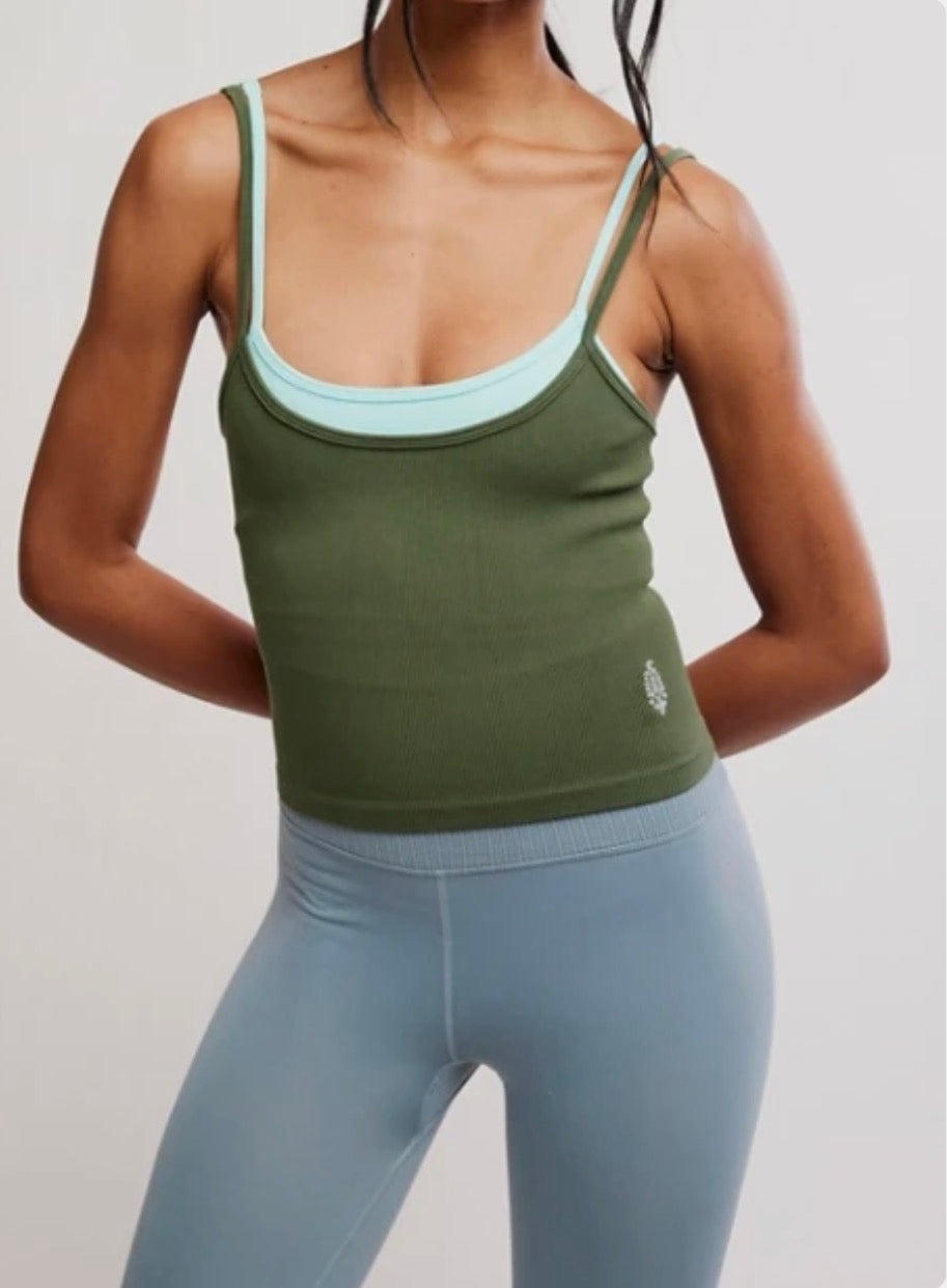 Free People Movement All Clear Coastline Cami Dark Green