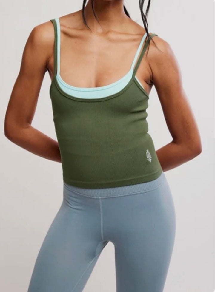 Free People Movement All Clear Coastline Cami Dark Green