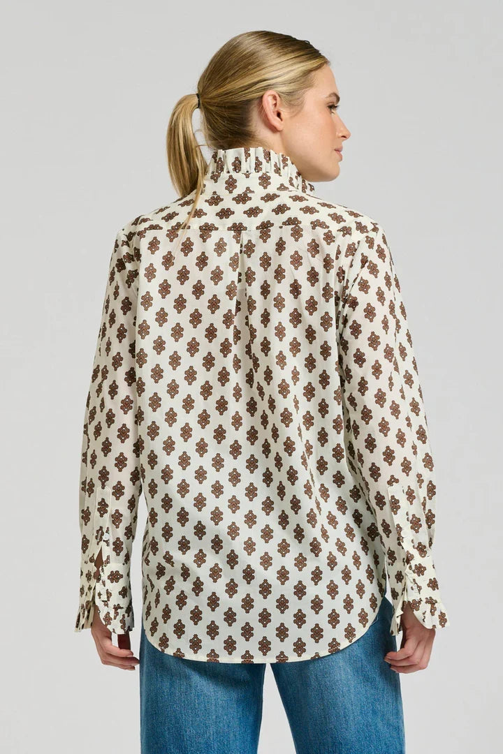 Olivia Classic Frill Collar Shirt | Ivory Diamond Double
