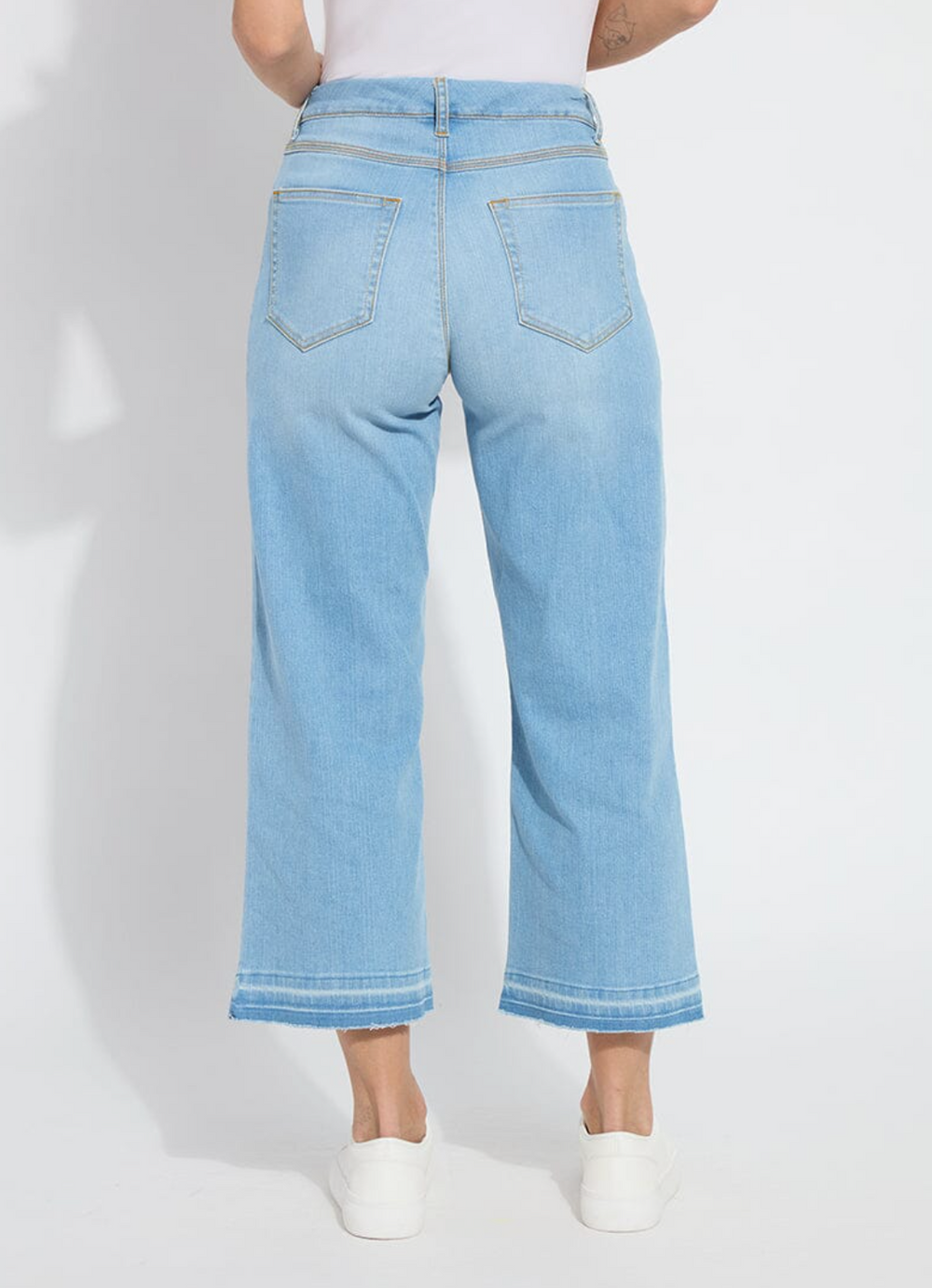 Premium Denim Frances Wide Leg Crop | Authentic Bleached Blue