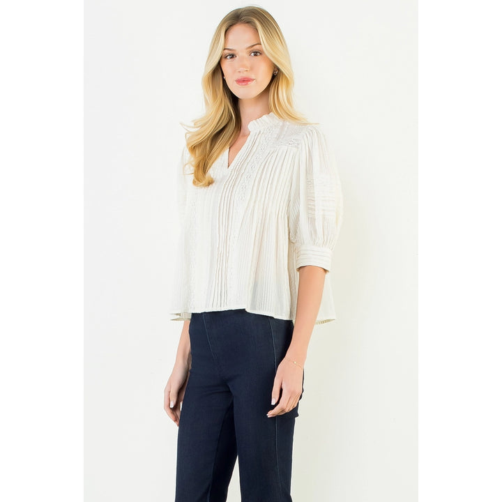 Puff Sleeve Peasant Top | Cream