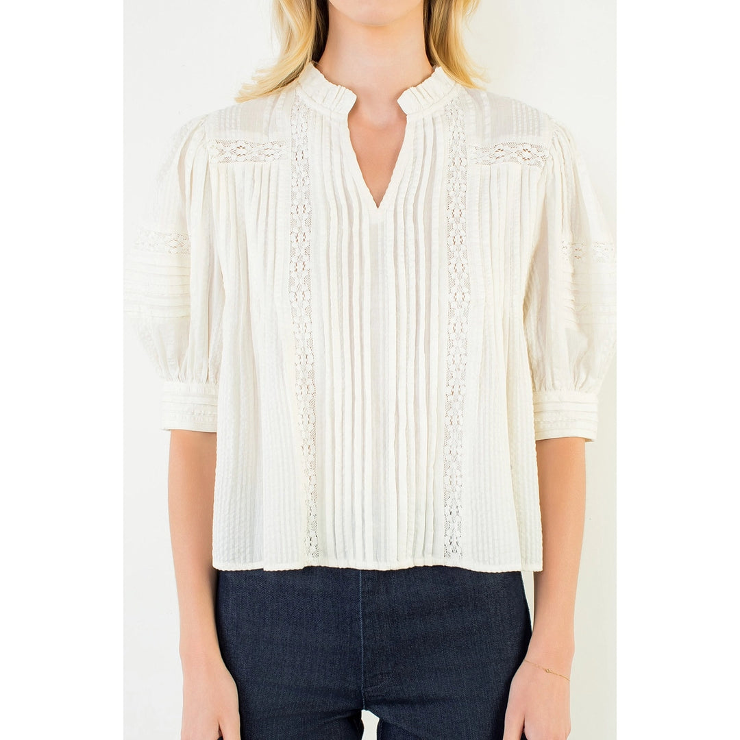 Puff Sleeve Peasant Top | Cream