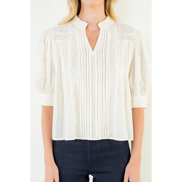 Puff Sleeve Peasant Top | Cream