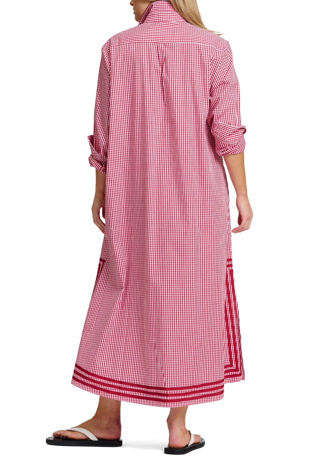 Pippa Longline Shirt Dress | Dark Red Gingham