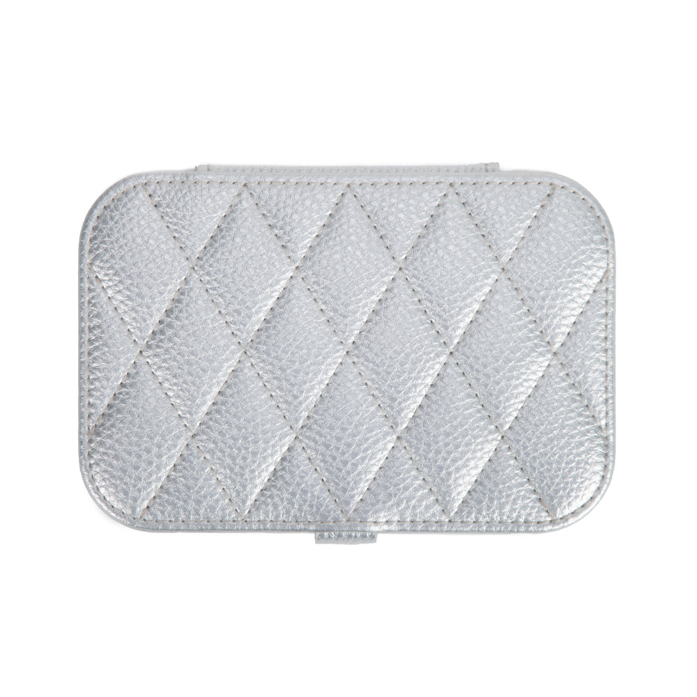 Leah Quilted Travel Jewelry Organizer | Silver