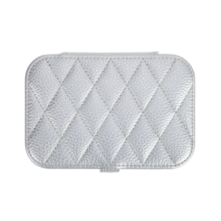 Leah Quilted Travel Jewelry Organizer | Silver