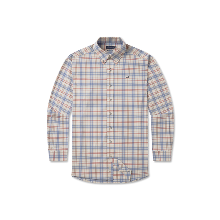 Highlands Lattice Performance Dress Shirt | Slate &amp; Burnt Taupe