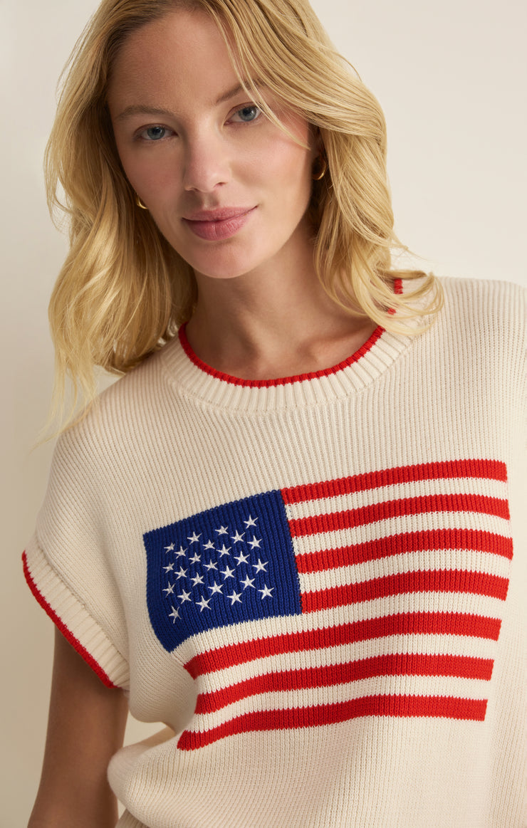 Sleeveless Patriot Sweater | Cloud