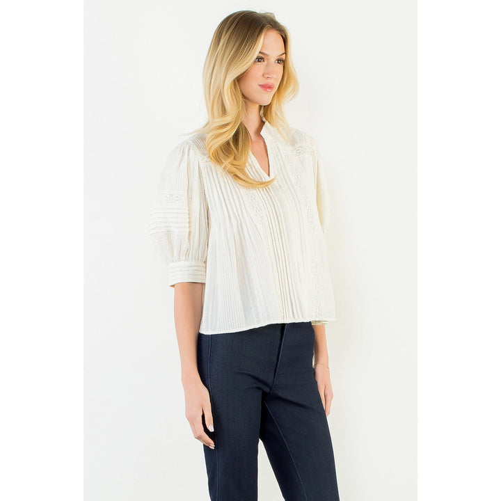 Puff Sleeve Peasant Top | Cream