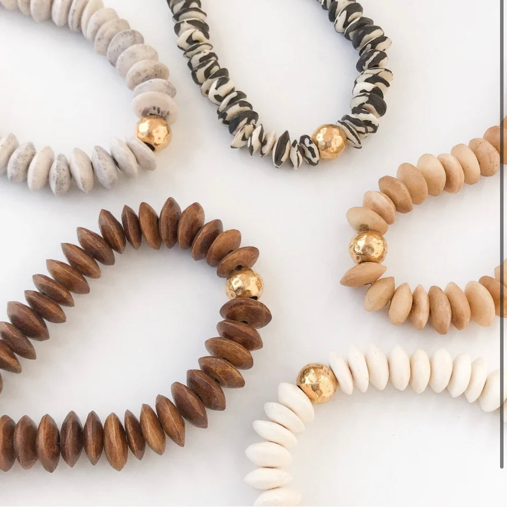 Virtue Jewelry Heishi Bone Necklace Brown 