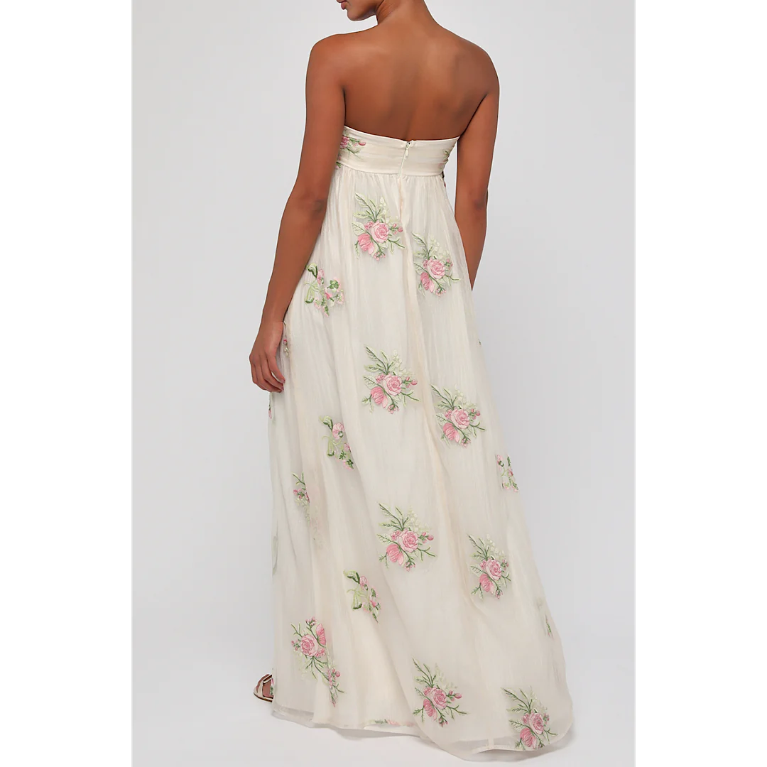 Fiona Floral Embroidery Strapless Dress