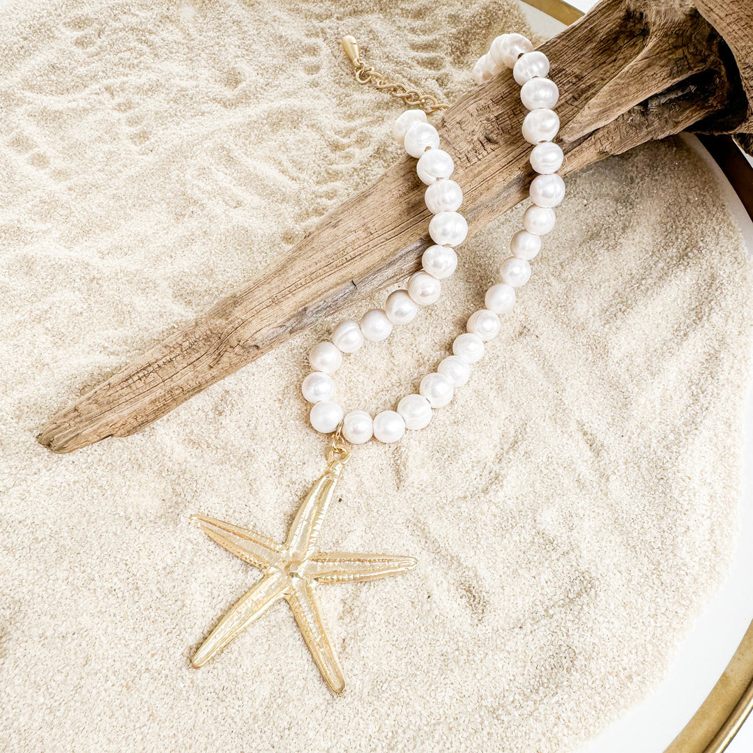Virtue Starfish on Potato Pearl Necklace 16” with Extender