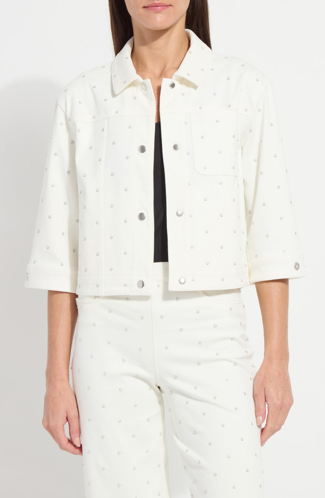 Lysse Audrey Pearled Embellished Denim Jacket
