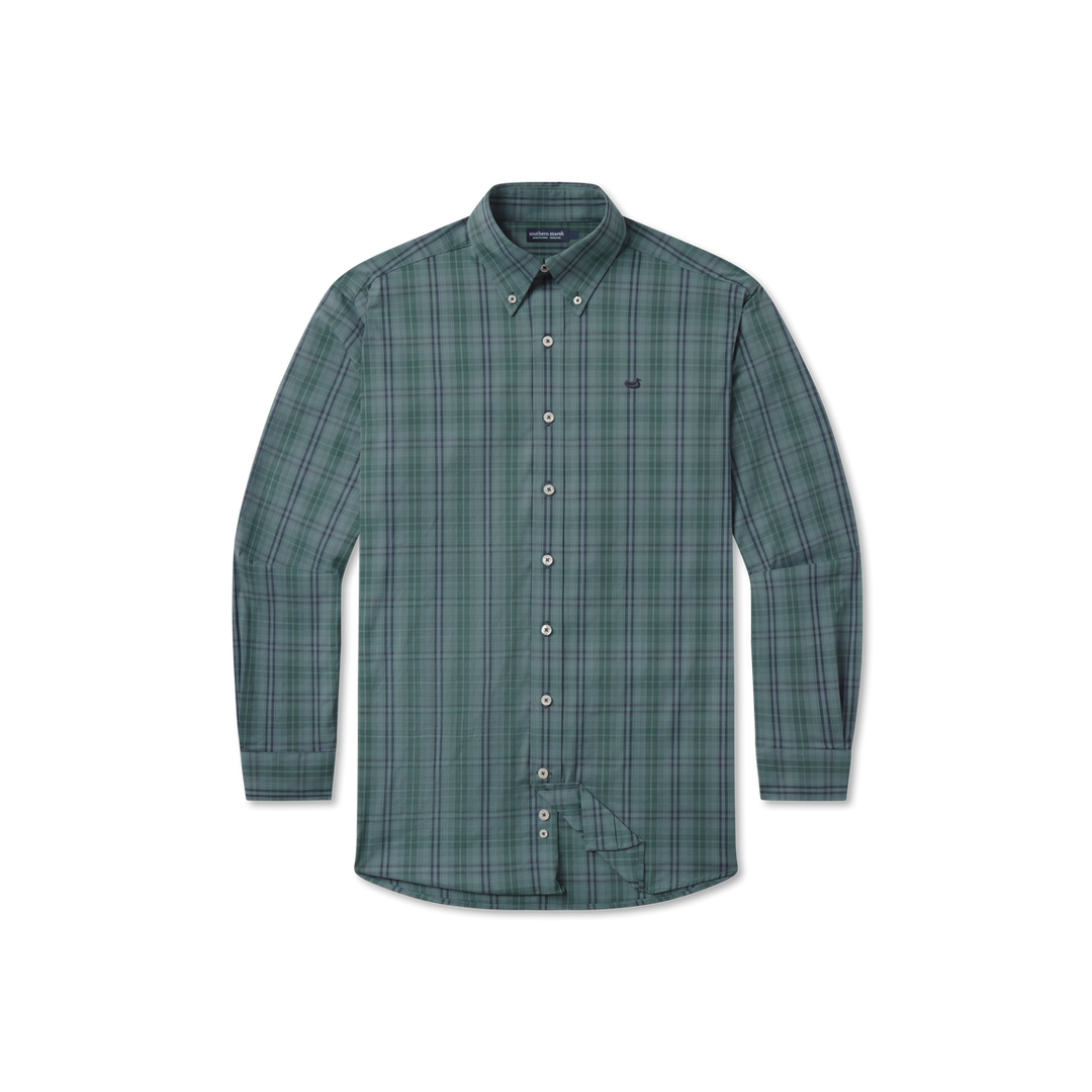 Highlands Lattice Performance Dress Shirt | Dark Green &amp; Sage