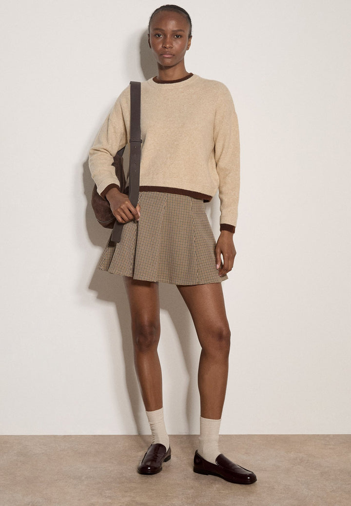 Contrast Color Layered Oversize Jumper | Stone