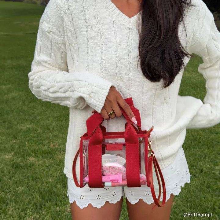 Stadium Tote with Strap | Varsity Red Bow
